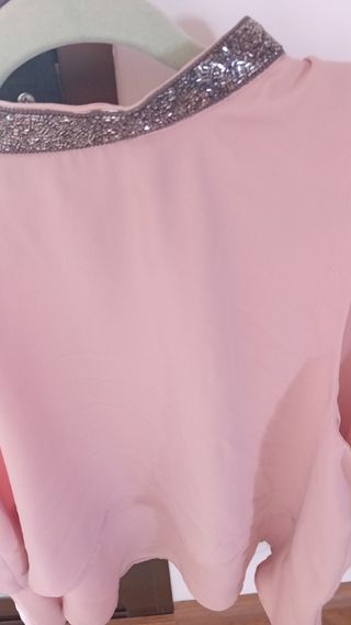 Top Zara rosa con pedrería