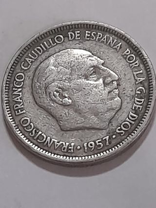 Moneda 5 Pesetas España 1957 - Error