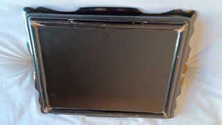 Bandeja nacarada flores - negra y dorada