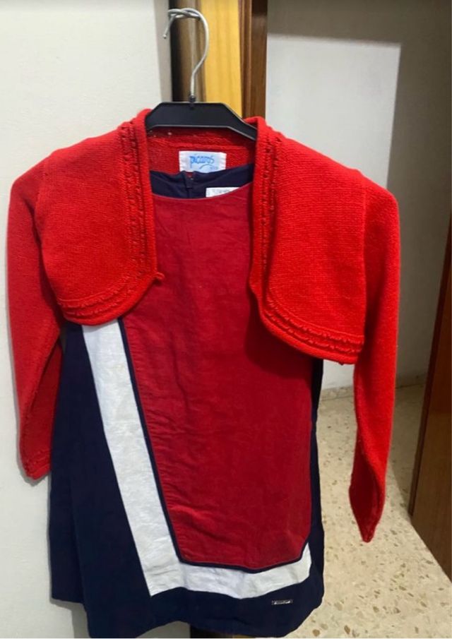 Vestido Picaros niña rojo-azul