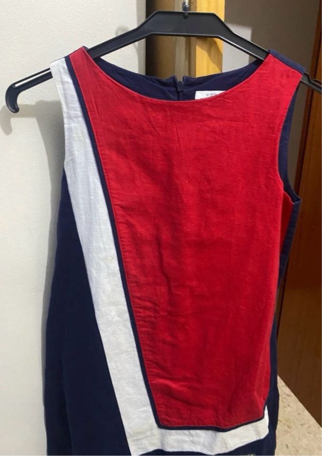 Vestido Picaros niña rojo-azul