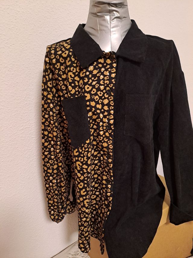 Camisa pana leopardo - negra y marrón