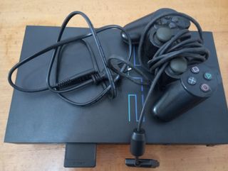 PlayStation 2  para pizas negra con mando memore 