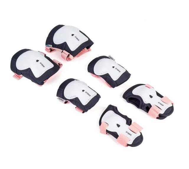 Pattini 4 ruote Oxelo + Casco Rosa+ protezioni