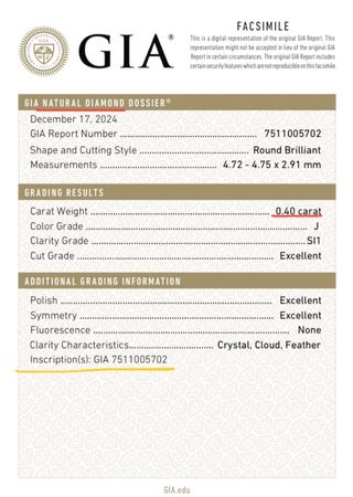 Anillo solitario diamante 0.40 ct. GIA certificado