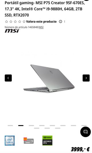 Portatile MSI P75 Creator SSF i9