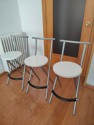 3 Taburetes plegables metal blanco