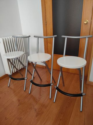 3 Taburetes plegables metal blanco