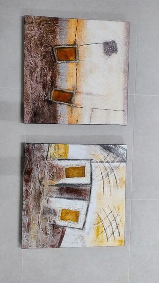 2 Cuadros abstractos - Beige y marrón