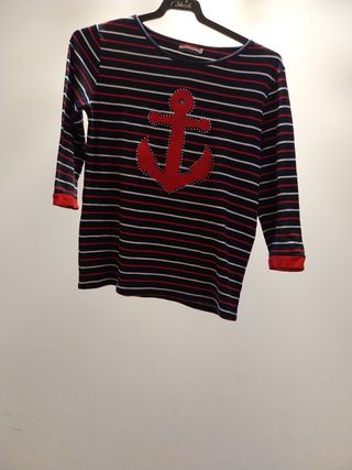 Camisa rayas marineras roja-azul y blanco talla L