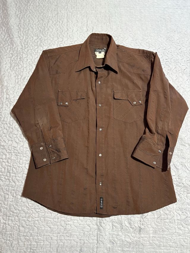 Camicia D&G marrone L dolce e gabbana bottoni clip