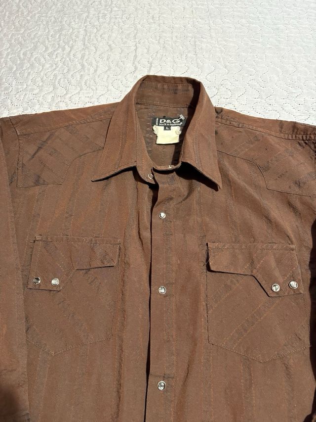 Camicia D&G marrone L dolce e gabbana bottoni clip