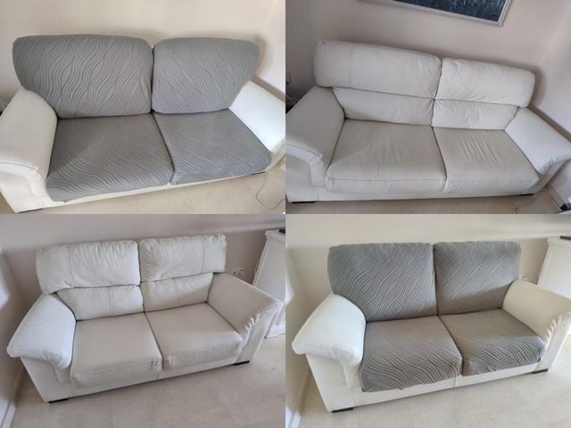 Juego de Sofás de 2+3 plazas,100% piel (Blanco).