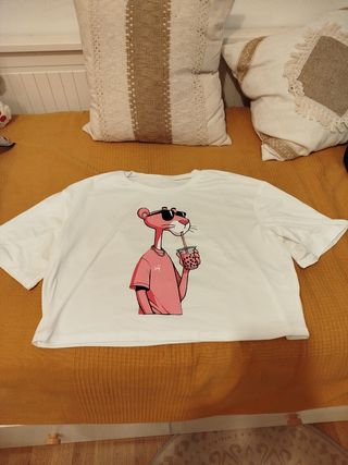 Camiseta corta blanca - Pink Panther
