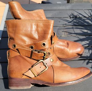 Botines piel marrón planos Querol