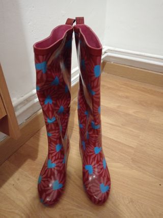 Botas lluvia rojas corazones