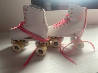 Patines infantiles blancos c/ cordones rosa - 34