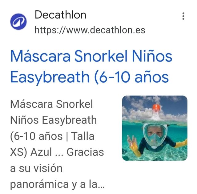 Máscara buceo Decathlon XS