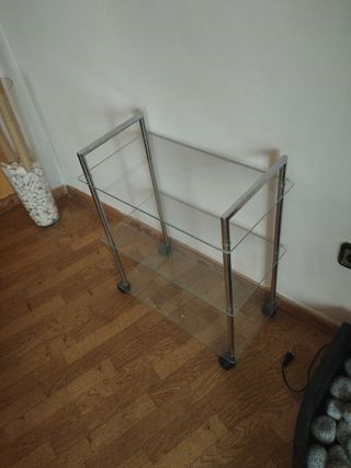 Carrito cristal 3 estantes - metal.cristal 4ruedas