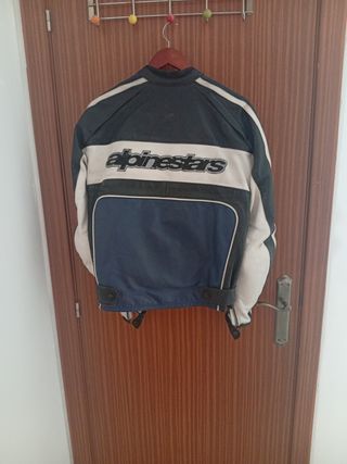 Chaqueta Alpinestars cuero azul-blanca