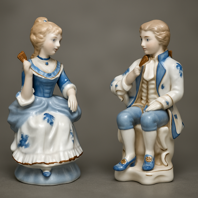 Pareja figuras porcelana estilo victoriano