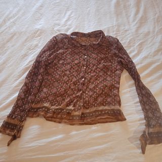 Blusa Massimo Dutti seda marrón-burdeos