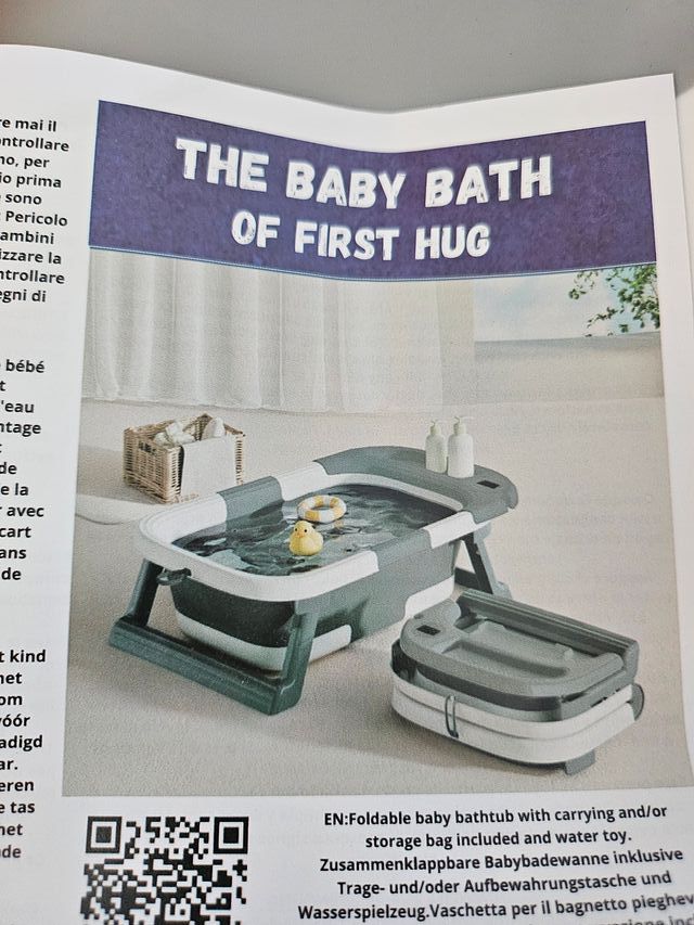 BAÑERA DE BEBE PLEGABLE  FIRST HUG (GRIS Y BLANCO)