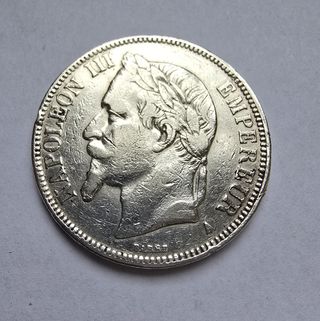 5 Franchi Argento Francia 1867 KM#799