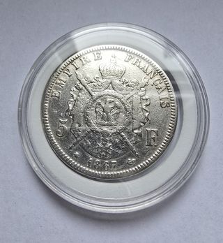 5 Franchi Argento Francia 1867 KM#799
