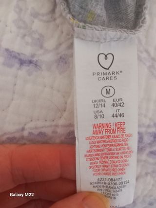 Pijama Primark M - Gris con flores