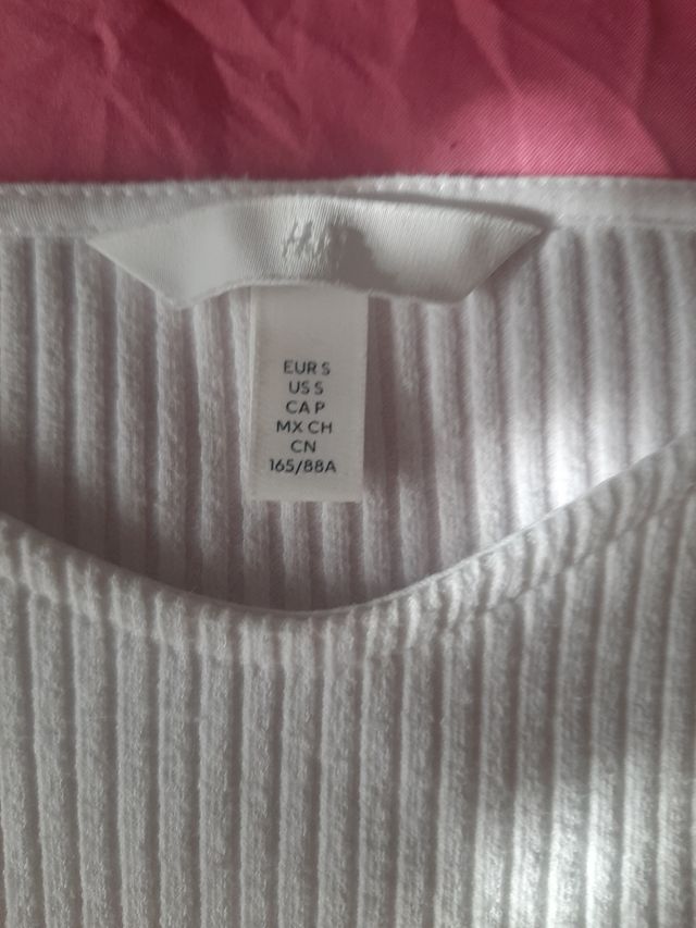 Jersey blanco cuello con pico talla S