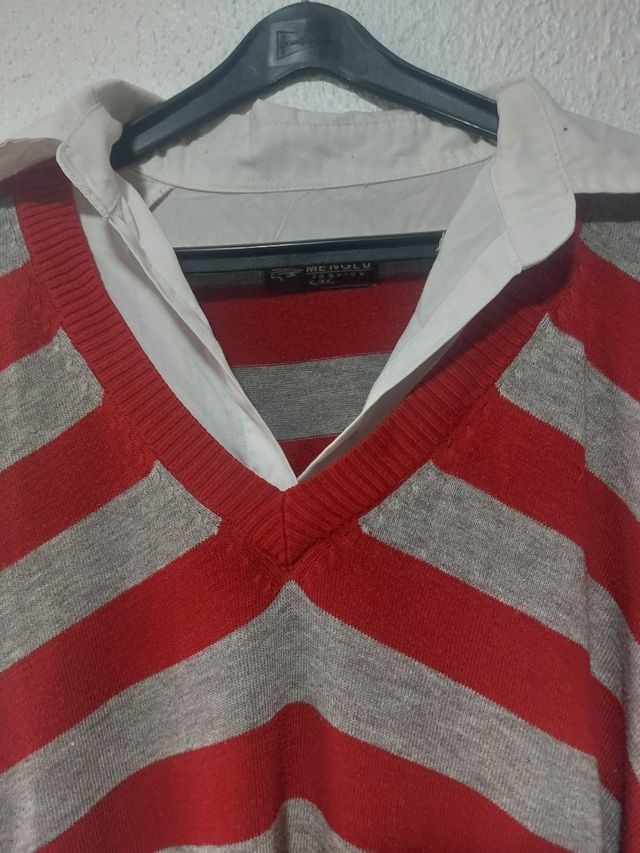 Jersey rayas gris-rojo