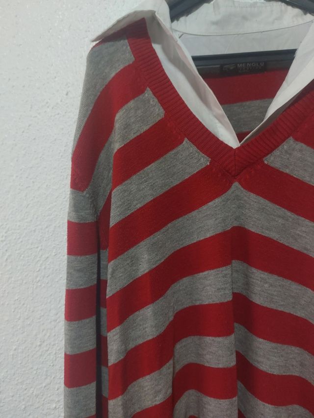 Jersey rayas gris-rojo