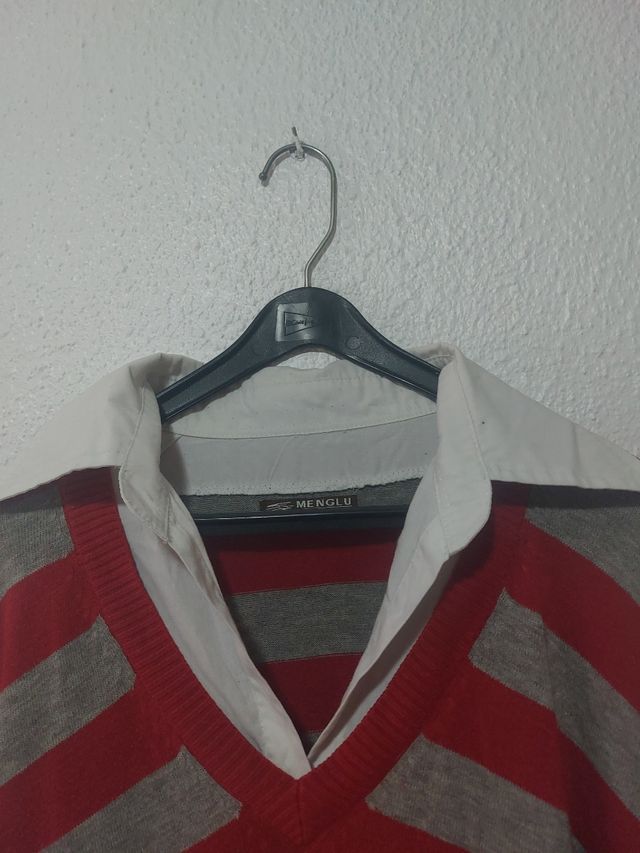 Jersey rayas gris-rojo