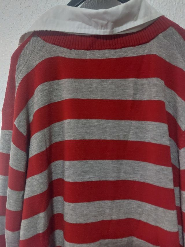 Jersey rayas gris-rojo