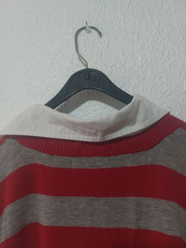 Jersey rayas gris-rojo