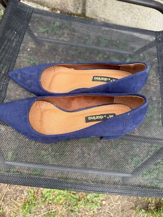 Zapato ante azul - Tacón