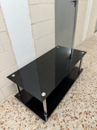 Mesa centro cristal negro - moderna