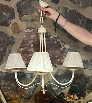 Lámpara 3 luces beige
