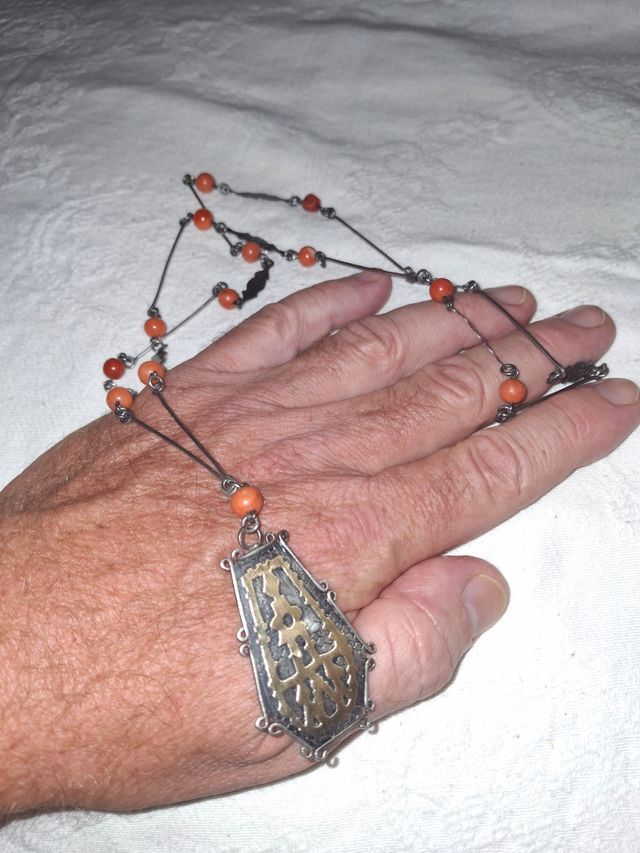 Collana corallo e argento 750 Vintage anni 60