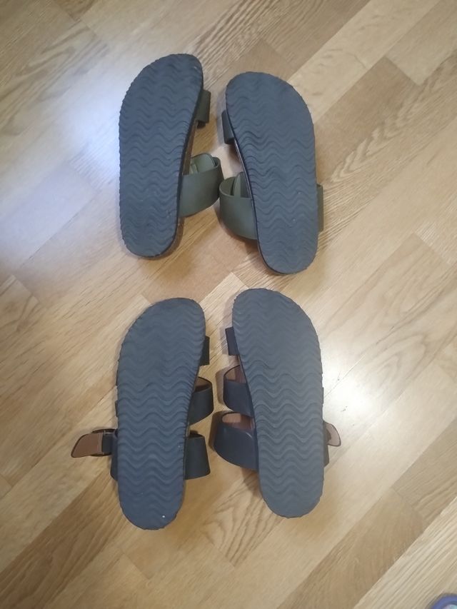 Sandalias mujer talla 38 - negras y verdes