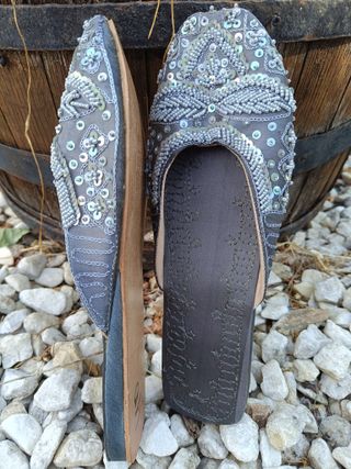 Babucha lentejuelas gris plata