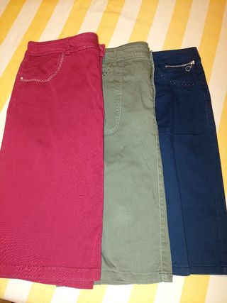 3 Faldas Thierry Armand - burdeos, Verde y azul ma