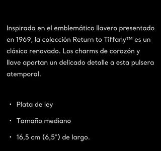 Pulsera Tiffany & Co. plata - Corazón y llave