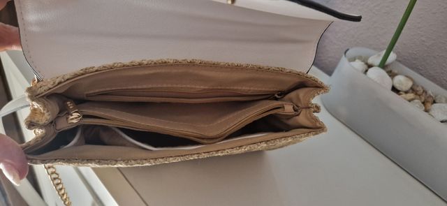 Bolso rafia blanco beige