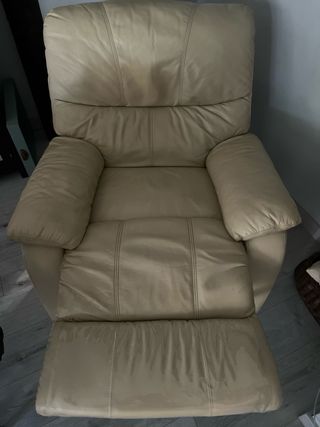 Sillón relax piel beige