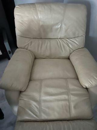 Sillón relax piel beige