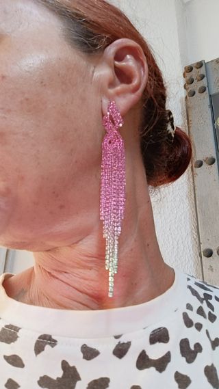 Pendientes largos | Verde & Rosa