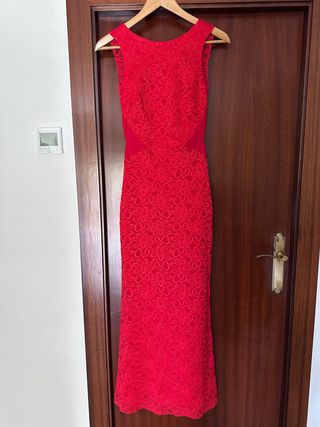 Vestido rojo fiesta encaje puesta una sola vez 