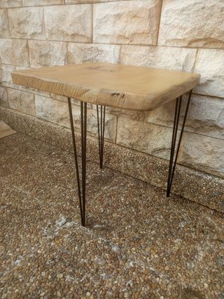Mesita madera 3 patas hierro - Rinconera